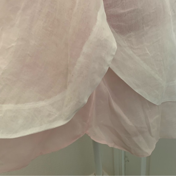 Vintage Pink and White Organza Scalloped Apron with Rose Motif - Picture 8 of 11